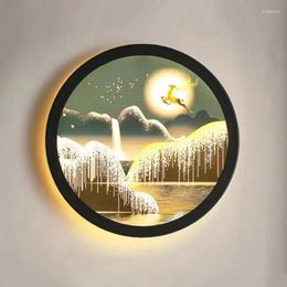 Wall Lamp LED Chinese Style Painting Simple Bedside Aisle Corridor Light Stair