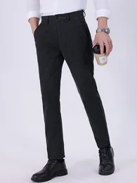 Men's Pants Casual Men Four Seasons High Quality Baggy Straight Trousers Business Fashion Dark Grey 2024