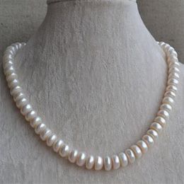 Genuine Pearl Jewellery 17inches White Color Real Freshwater Pearl Necklace 9 5-10 5mm Big Size Woman Jewelry186o