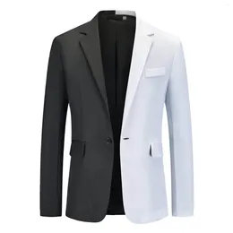 Men's Suits 2023 Autumn Trend Casual Versatile Long Sleeve Suit Coat Black White Patchwork Fashion Show Clothes Blazer Jacket