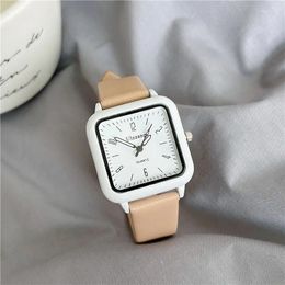 Wristwatches Luxury Square Wrist Watches For Ladies Simple Dial Quartz Watch Leather Strap Waterproof Women Holidays Gift