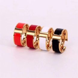 18K gold plated ring for men women classic silver enamel color lovers gift jewelry223e