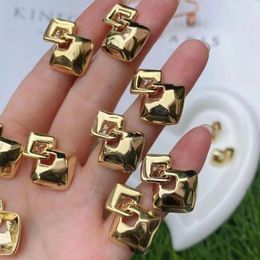 Stud Earrings 5 Pairs Brass Charm Geometric Unique Earring Jewellery Metal Gold Colour Women's Fashion Daily Jewellery Gift