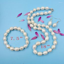 Necklace Earrings Set Elegant/noble 10-11mm High-quality Natural White Pearl Bracelet Earring Set. Beautiful Bride Wedding Jewellery