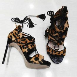 Sandals SHOFOO Shoes Fashionable Women's High-heeled Sandals. Leopard Print. Heel Height Is About 11cm. Summer SIZE:34-45
