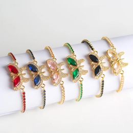 Link Bracelets Top Quality Women Girls Butterfly Crystal Sweet Romantic Jewelry Exquisite Birthday Party Gifts Wholesale