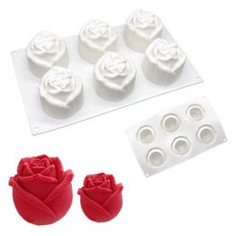 Rose Cake Mold Silicone Flower Fondant Molds for Baking 6 Cavity 122146