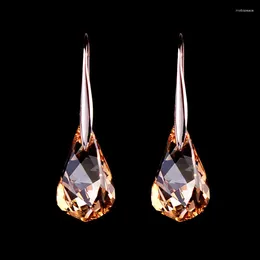 Dangle Earrings Citrine Crystal Teardrop Hook For Women Simple Fashion Jewellery Gifts Out