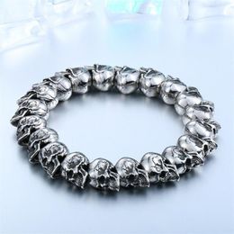 Fashion High Quality Skull Mens Cool Punk Large Adjustable Skeleton Bracelet Boys Gift Preferred253Q