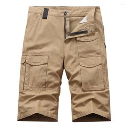 Men's Pants Knee Length Cargo Shorts Summer Casual Cotton Multi Pockets Breeches Cropped Short Trousers Military Camouflage 5XL