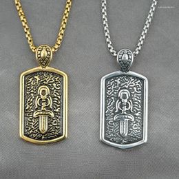 Pendant Necklaces Personalised Jewellery Retro Fashion Holy Sword Stainless Steel Necklace Men's Sweater Chain