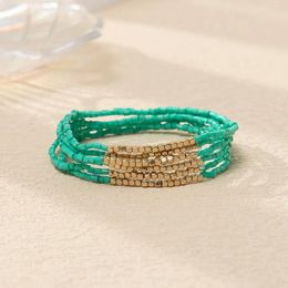 Link Bracelets Handmade Bead Acrylic For Women Men Elastic Lover Couple Bracelet Boho Vintage Jewelry Gift