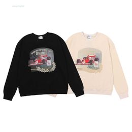 2024 New Modelmen's Sweatshirts Men's 2022 American Fashion Brand F1 Racing Car Hd Pure Cotton Terry Hip and Women Round Neck Sweater