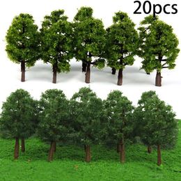 Decorative Flowers 20Pcs 8CM Mini Model Trees Landscape Decor Train Layout Accessories DIY Plastic Artificial Miniature Toys For Kids