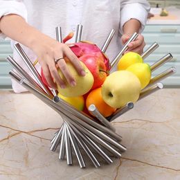 Plates Fashion And Creative Stainless Steel Fruit Tray Water Basket Minimalist Home Decoration Flower