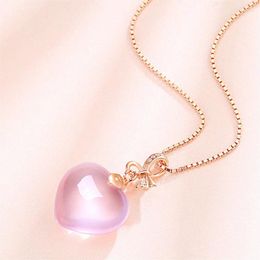 Pendant Necklaces Classic Crystal Heart Necklace For Women Jewellery Fashion Rose Gold Choker Girls Silver Plated Chain Neck Bijou