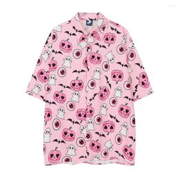 Men's Casual Shirts Summer Clothing Cartoon Christmas Elements Cute Digital Printing Shirt Fashion Loose Short-Sleeved Trend Lapel Top