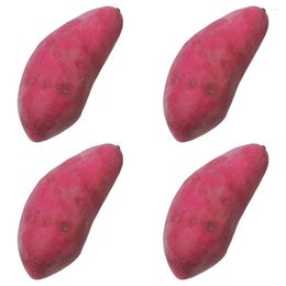 Decorative Flowers 4Pcs Artificial Sweet Potato Foams Lifelike Vegetable Pography Props Food Toy Showcase Display 12.5x5.1cm