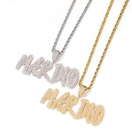 Custom Name Necklace Brush Letters Pendant Iced Out Letters Pendants for Men Women Personalised Gift181b