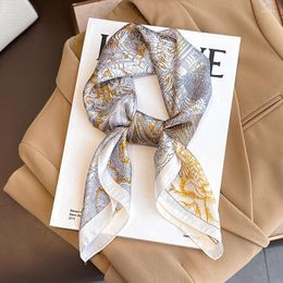 Scarves Fashion Neckerchief Female Wraps Luxury Square Scarf For Women 2024 Silk Shawl Satin Hijab Hair Bands Ribbon Headband Bandana