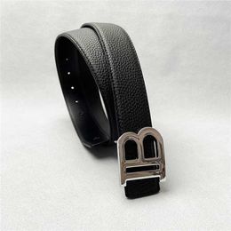 51% OFF Belt Designer New Men's light luxury with B-shaped buckle genuine leather lychee pattern frosted letter versatile fashion belt jeans
