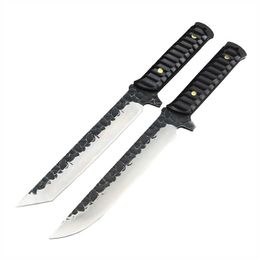 Handmade Forged Outdoor Ebony Handle Tactical Fixed Blade Knife Camping Survival Hunting with Sheath