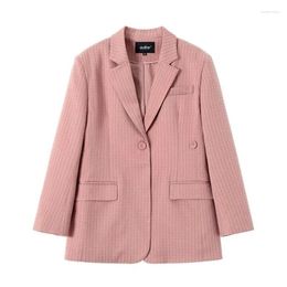 Women's Suits Female Coats And Jackets Clothing Loose Plaid Outerwear Blazers Pink Check Winter Promotion In Korean Style Sale Outdoor