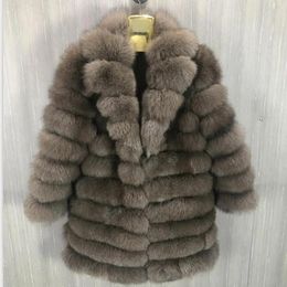 Jackets 2021 Real Fox Fur Coat Long Women Vest Detachable Transform Removable Fashion Thick Warm Coat Jacket Solid Fur