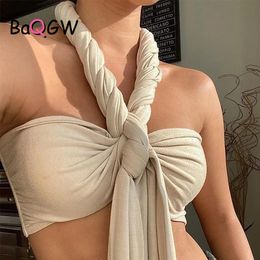 Tanks BaQGW Cross Halter Crop Top Female Sleeveless Backless Cami Top Bandages Sexy Off Shoulder Slim Bralette Tops for Women Summer