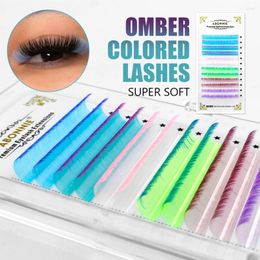 False Eyelashes Abonnie Ombre Coloured Classic Volume Extensions Colourful Glitter Spikes Lashes Mix Tray Cilios Fluffy D Curl