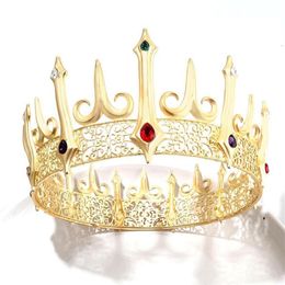 Hair Clips & Barrettes Baroque Golden Queen Tiaras Large Crystal Big Round Royal King Crown Exquisite Rhinestone Pageant Diadem Pa2294