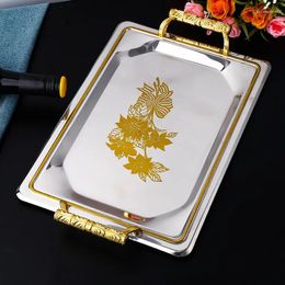 Plates Silver Rectangular Tray Metal Material Fruit Plate El Restaurant Dinner Kitchen Dishes