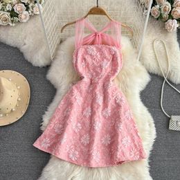 Casual Dresses Summer French Pure Desire To Show The Back Of Bow Tied Bust Waist Thin A Word Puffy Princess Fairy Dress