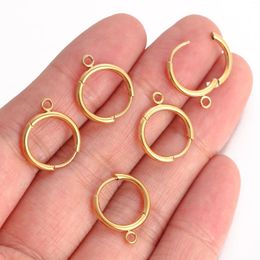 Hoop Earrings 5Pcs/Lot Round Huggies For Women Stainless Steel Hook Earwire Connector Diy Dangle Earring Jewellery Making Findings