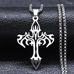 Pendant Necklaces HNSP Stainless Steel Hollow Flame Cross Necklace For Men Jewellery