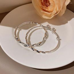 Bangle Platinum Plated Titanium Steel Twisted Bangles For Women Female Small Bell Charm Adjustable Friendship Jewelry Gifts YBR1092