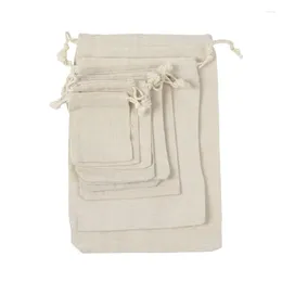 Shopping Bags Handmade Cotton Linen Drawstring Bag Men Women Travel Storage Package Coin Purse Christmas Gift Pouch