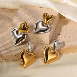 Dangle Earrings Retro Style Gold/Silver Color Heart Pendant For Women Assorted Colors Jewelry Gift