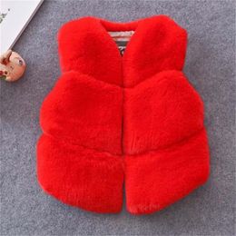 New Children's Vest Girls Coat 2024 New Autumn Winter Faux Fur Vest Korean Boys Coat Fashion Casual Coats