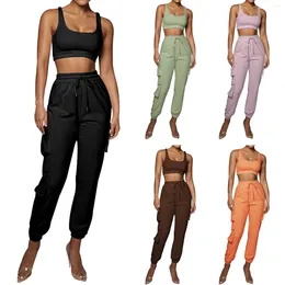 Gym Clothing Women's Solid Pocket Tie Up Pants Shaping Tuxedo Dress For Women Womens Tan Suit Suits Girls Woman Casual
