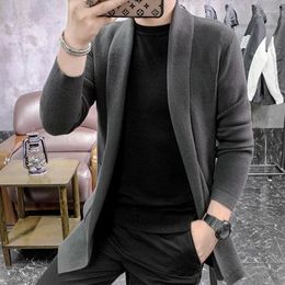 Men's Trench Coats Autumn Long Coat Korean Version Sweater Unbuttoned Solid Color British Cape Youth Casual