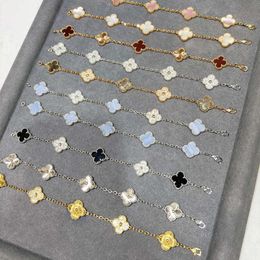 Designer Jewellery Luxury Bracelet Link Chain VCF Kaleidoscope 18k Gold Van Clover Bracelet with Sparkling Crystals and Diamonds Perfect Gift for Women Girls K23I