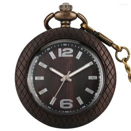 Pocket Watches Vintage Wooden Watch Quartz Pendant Men Women Chest Chain Accessory Clock Antique Collectibles Taschenuhr