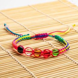 Strand Vintage Ethnic Multicolor Beads Bracelets Hand-knitted Cotton Red Rope Cute Lucky Bracelet Hand Accessories Gifts