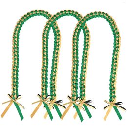 Chains 3pcs College Grad Braided Necklace Adjustable Lightweight Honour Graduation Ribbon Leis High School Double Layer For Students