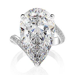 Luxury 100% 925 Sterling Silver Created Moissanite Gemstone Wedding Engagement Diamonds Ring Fine Jewellery Whole227C
