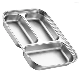 Dinnerware Sets Chamber Board Stainless Steel Dinner Plate Child Pallet Rectangular Divided Tray Seasoning