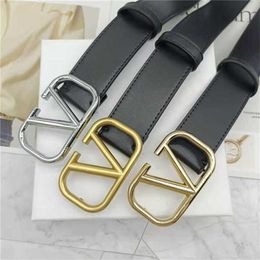 55% Belt Designer New Fashion simple V versatile men and women cowhide youth leisure letters smooth buckle pants belt straight