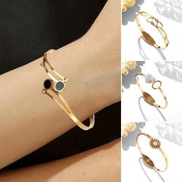 Bangle Rhinestone Stainless Steel Bracelets Trendy Chic Women Statement Zircon Bracelet Fashion Party Jewelry Accessories Gift