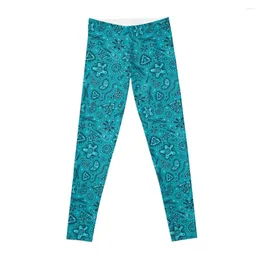 Active Pants Cartoon Microbes - Teal Leggings Sporty Woman Push Up